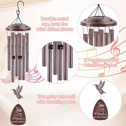 Memorial Wind Chime for Outside: Sympathy Bereavement Gift for Loss of Loved One of Mother Father Husband Wife Friend, Condolence Remembrance Keepsake