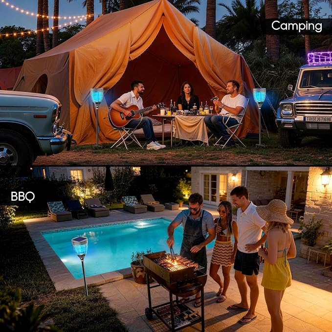 Solar Bug Zapper Outdoor, Mosquito Zapper with Flame Light & RGB Projector | Solar Powered & USB Rechargeable, IP65 Waterproof 4200V Electric Mosquito Killer for Yard Garden Camping 2000 Sq Ft