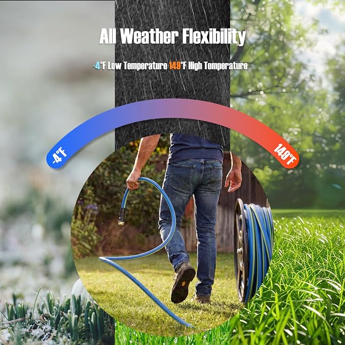 SheeChung Short Garden Hose 6FT x 5/8",Leader Hose for Hose Reel Faucet,Short Water Hose Heavy Duty,Flexible RV Rubber Hose with Male to Female Fittings,Hose Extension,3/4"Brass Fittings