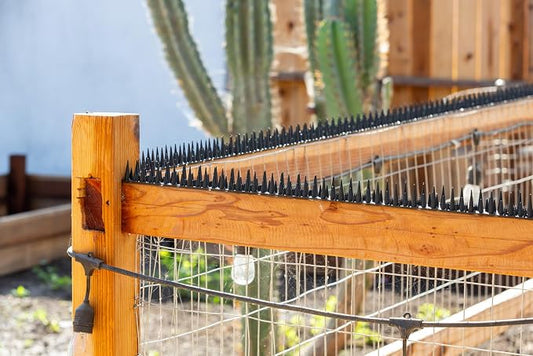 BUGGOFF - Bird & Rodent Spikes, Unique Spike Pattern effecitviely deteres Pesky Pigeons, Squirrels, Raccoons. Installs on Fences, Gates, Roofs, Walls and More! (13 Feet, White Plastic)
