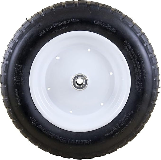 Marathon 14.5" Universal Replacement Wheelbarrow Wheel with Adapter Kit, Black