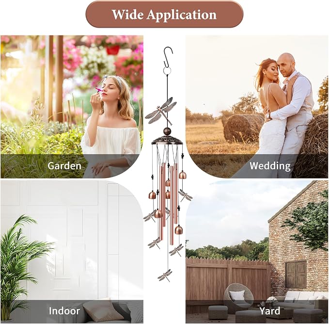 35" Dragonfly Wind Chimes Outdoor Dragonfly Gifts for Women/Men/Mom/Grandma Birthday Gifts Memorial Gift Metal WindChimes for Outside/Indoors, Home, Lawn, Porch, Patio, Garden Decor, Yard Decorations