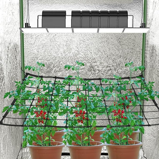 2x4 Ft Elastic Plant Trellis Net - 2-Pack Heavy Duty Garden Support Net with 4 Hooks for Grow Tents, Climbing Vegetables, Fruits & Flowers (Black)