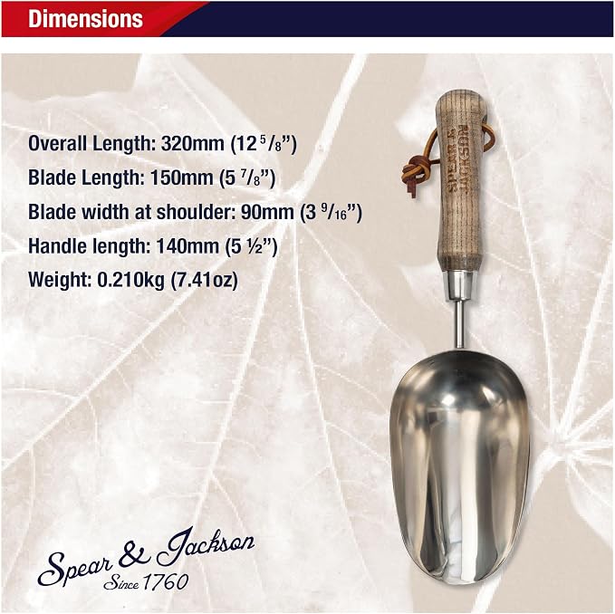 Spear & Jackson 5060SS Traditional Stainless Soil Scoop, 32.5 x 9 x 5 cm, Blue