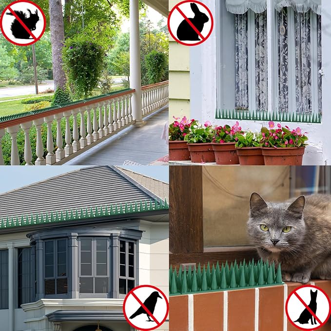 Bird Spikes, 18.7 Ft Bird Deterrent Strips Spikes for Small Birds Deterrent Spikes for Fences and Roof to Keep Birds Away