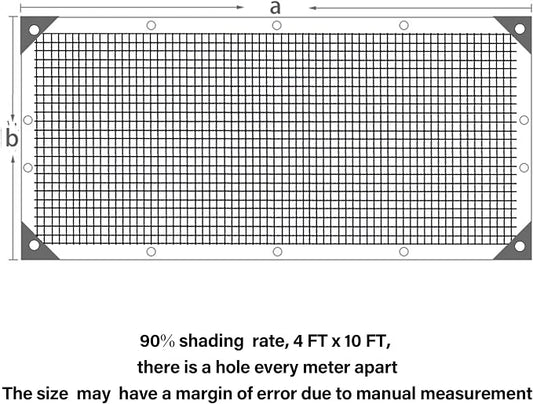 winemana 90% Shade Cloth for Garden- 4x10 FT Breathable Mesh Tarp for Vegetables & Plants, Outdoor Patio Sun Shade with Grommets - Chicken Coop, Dog Kennel Cover