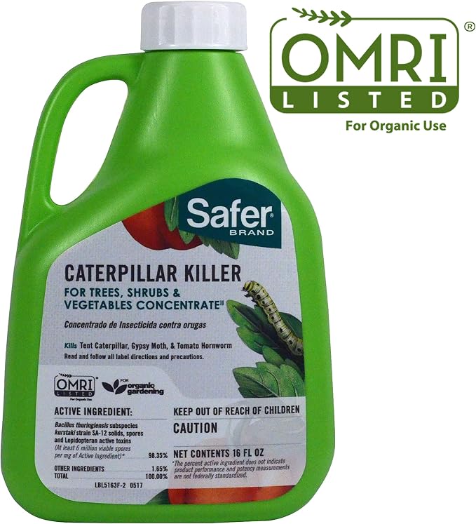 Safer Brand 16oz Caterpillar Killer Concentrate - 6 pack 5163-6 | Kills Caterpillars, Gypsy Moth Larvae, Worms & Cabbage Loopers, Organic Pest Control Spray, Outdoor Use in Plants & Gardens