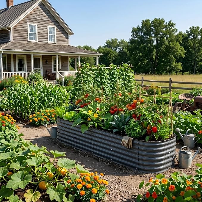 Raised Garden Bed Kit 8×2×1.4 FT Magnesium-Aluminum-Zinc Stainless Steel Metal Planter Box for Planting Outdoor Plants Vegetables (Gray)