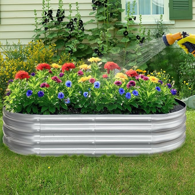 Galvanized Garden Bed kit for Vegetables/Herbs/Flowers (8X4X1)