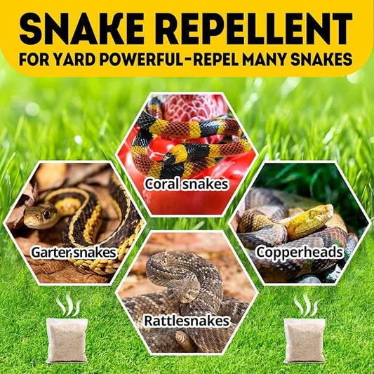 Snake Repellent for Yard, Outdoor & pet Safe, 12 Packs | deters rattlesnakes, copperheads, plant oils, indoor 120 sq ft, 2-3 months, rain resistant, non-toxic