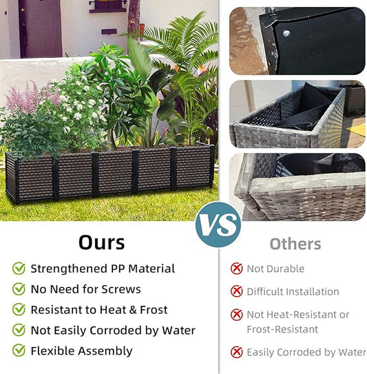 Large Planters for Outdoor Plants - Deepened 20" H, Raised Beds for Gardening Self Watering, Elevated Planter Box with Legs, Rectangular Garden Planters for Outdoor Plants Flowers, 78.7"L x 15.7"W