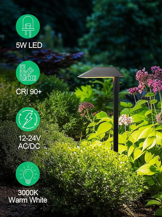 5W Low Voltage Landscape Pathway Lights with Connectors,12-24V Outdoor Path Lights, 3000K Wired Landscape Lights for Yard Garden Walkway, IP66 Waterproof(8Pack)