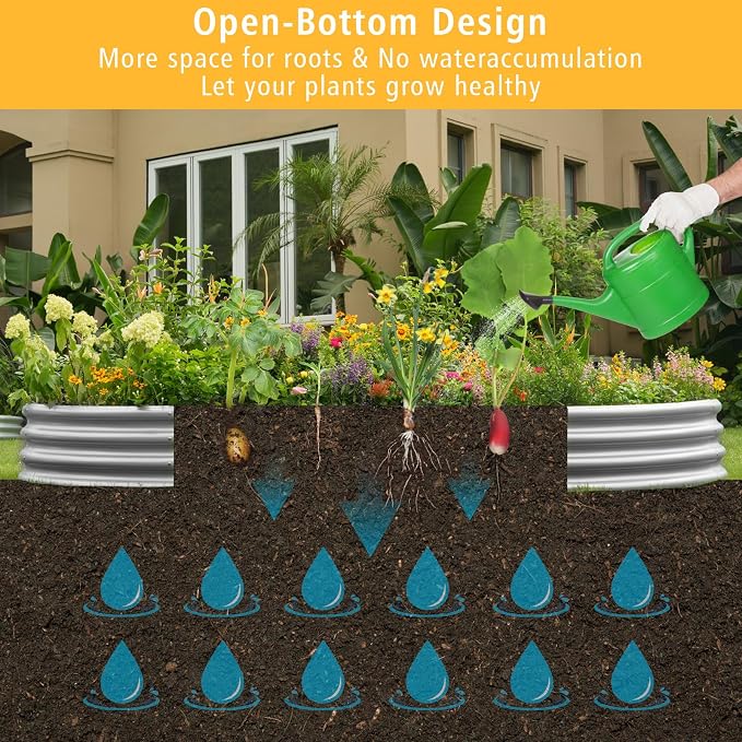 Gardeal Garden 2Pcs 4x2x1ft Galvanized Raised Garden Bed Kit - Metal Planter Boxes for Vegetables/Herbs/Flowers, Heavy-Duty Steel Outdoor Garden Box with Reinforced Edges