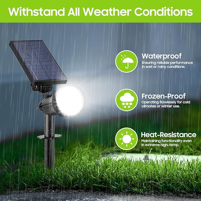 Bosceos Solar Spot Lights Outdoor - Adjustable Solar Flood Lights with 30 LEDs, 3 Modes, 800 Lumens,IP65 Waterproof, Solar Light for Landscape, Yard, Garden, Driveway, Tree(Daylight White, 6-Pack)