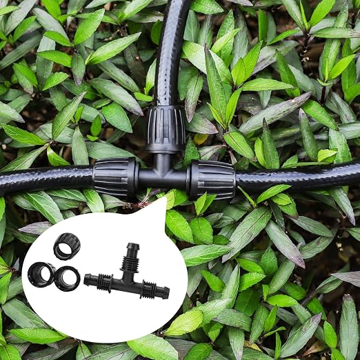 MIXC 1/2 Inch Drip Irrigation Fittings Barbed Tee 6 Pack | 3 Way Tee Branching, Leak-Resistant, Twist-Lock Design, Abs Outdoor Durability, for Patio Irrigation System