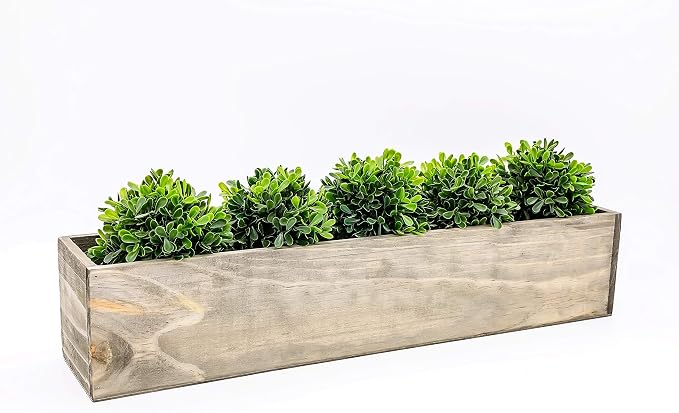 Wooden Planter Box, Rustic Barn Wood with Plastic Liner l Restaurant and Wedding Decorations l Wedding Bouquets, Table Centerpiece (20x4 Set of 2, Natural)