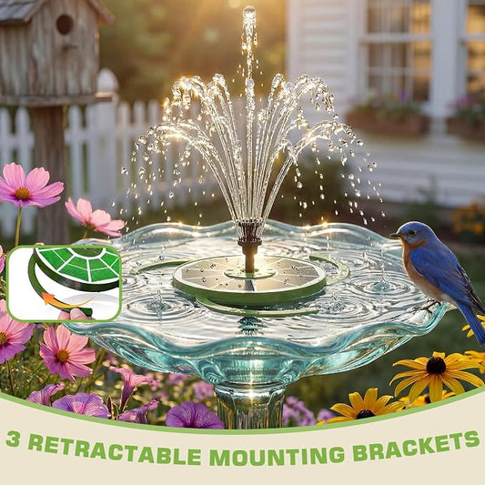AISITIN 3.5W Solar Bird Bath Fountain Built-in 1500mAh Battery, Solar Water Pump with 8 Nozzles, Solar Powered Fountain Pump for Garden Birdbath Pool Fish Tank Pond and Outdoor (Dark Green)