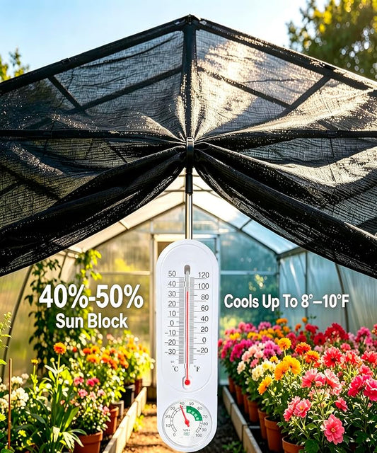40%-50% Black Shade Cloth for Garden,10FT x 14FT Sun Block Mesh Tarp | Sun Shade Cover for Plants Cover, Greenhouse, Patio, Vegetables, Chicken Coop, Shade Net for Outdoor Protection