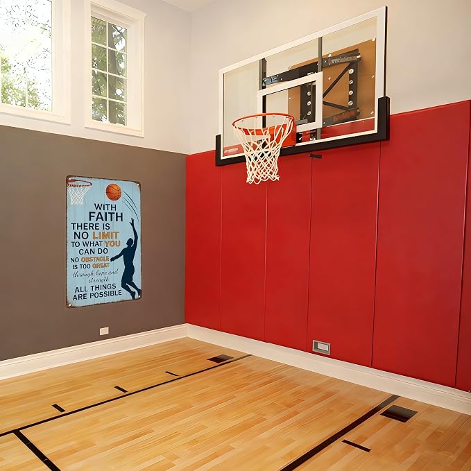 Vintage Christian Basketball Metal Sign – Faith Motivational Wall Art for Boys Room, Gym, or Locker Room – Inspirational Gift for Athletes, Teens, and Believers(Christian Basketball)
