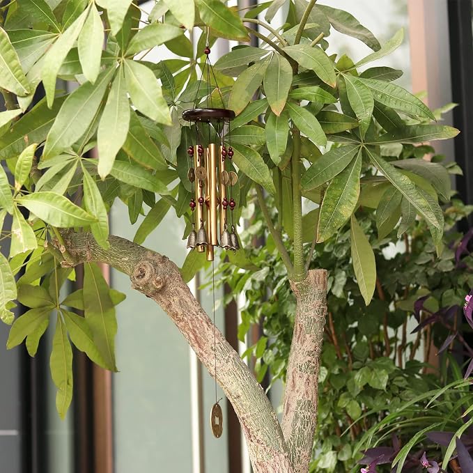 Chinese Traditional Retro 4 Tubes 5 Bells Bronze Yard Garden Outdoor Living Wind Chimes 60cm