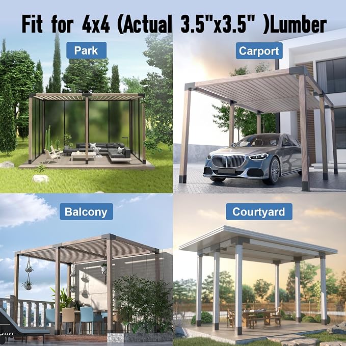 Pergola Bracket Kit, Pergola Kit for 4"x 4" (Actual 3.5" X 3.5") Lumber | Rust-Proof & Heavy Duty Gazebo Hardware Kits with 3-Way & 4-Way , DIY Pergola Brackets for Patio Backyard Outdoor Pergola