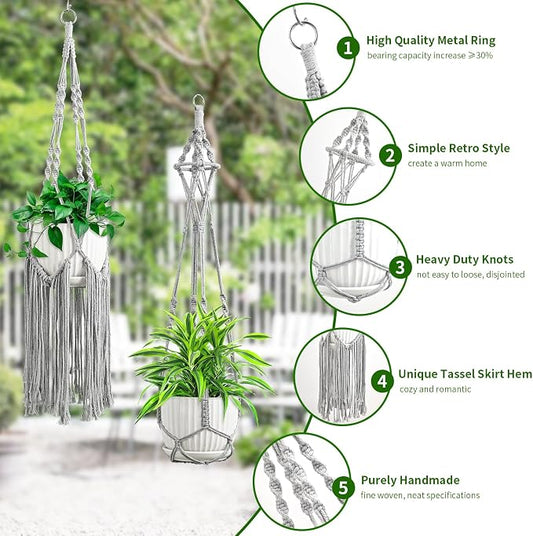 SFENNGPET Macrame Plant Hangers, 6Pack Hanging Planters for Indoor Plants w/ 6 Set Hangers Kit Handmade Macromay Plant Hangers Indoor Flower Pots Holder Stand for Boho Home Décor (POTS NOT Included)