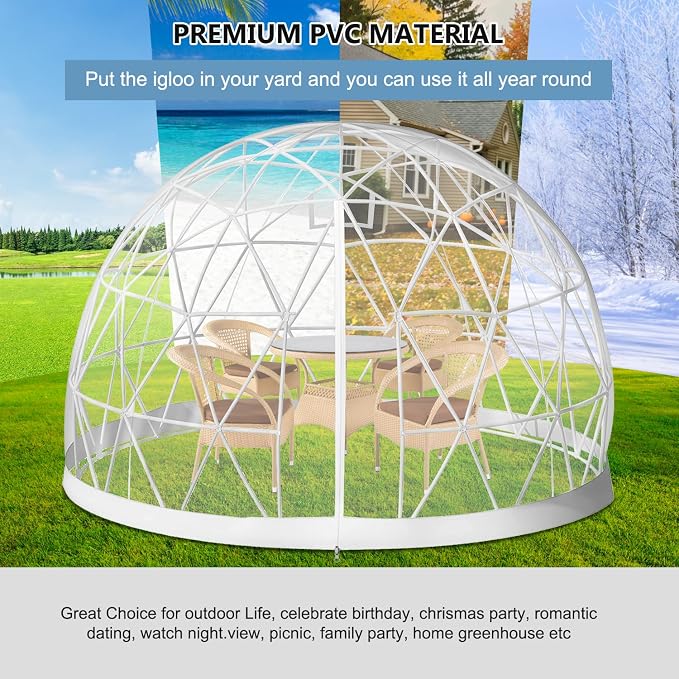 Garden Dome Tent House Outdoor 12 FT, Weatherproof Greenhouse Transparent Garden Dome House for Backyard, Party