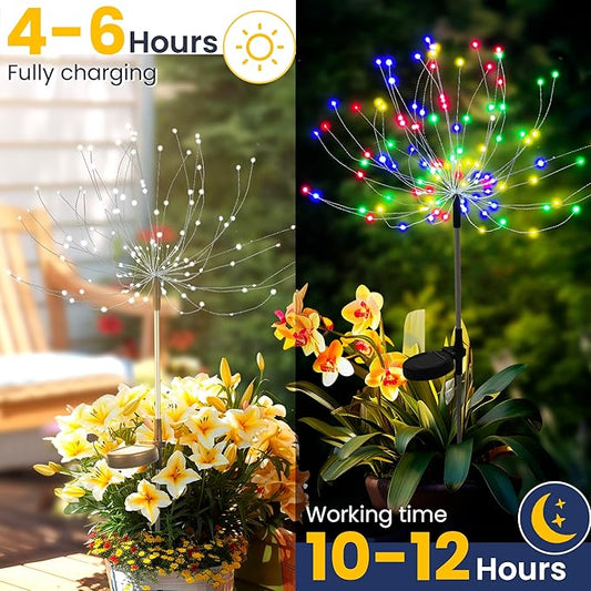 GIGALUMI Garden Outdoor Decor Lights 120LED 4Pack, Solar Garden Lights for Yard Outside Fairy Decorative,Solar Powered for Yard Pathway Flowerbed Planter Balcony Patio Decor(Multicolor)