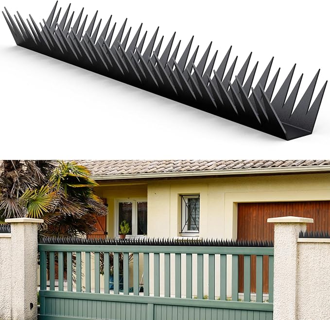 12Pcs Anti-Climb Spikes for Walls & Fences, 188.9in, Black | and Animal Deterrent Spikes, Suitable for Home and Garden Fences, Fits Various Lengths - Heavy Duty.