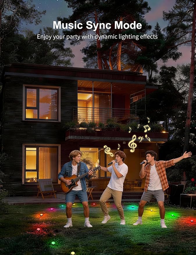 APPECK Outdoor Ground Lights 32 Pack, 100FT RGBW Pathway Lights Wired | 2200K Warm White Landscape Lighting, IP65 Waterproof, Color Changing, Garden Lawn Path, Holiday Decor, App/Remote Control