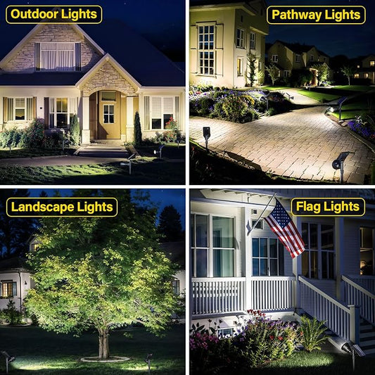 ROSHWEY Solar Spot Lights Outdoor - 600LM Spotlights Waterproof Outside Flood Lighting for Driveway Backyard Patio Garden Landscape Deck Garage (Cool White, 2 Pack)