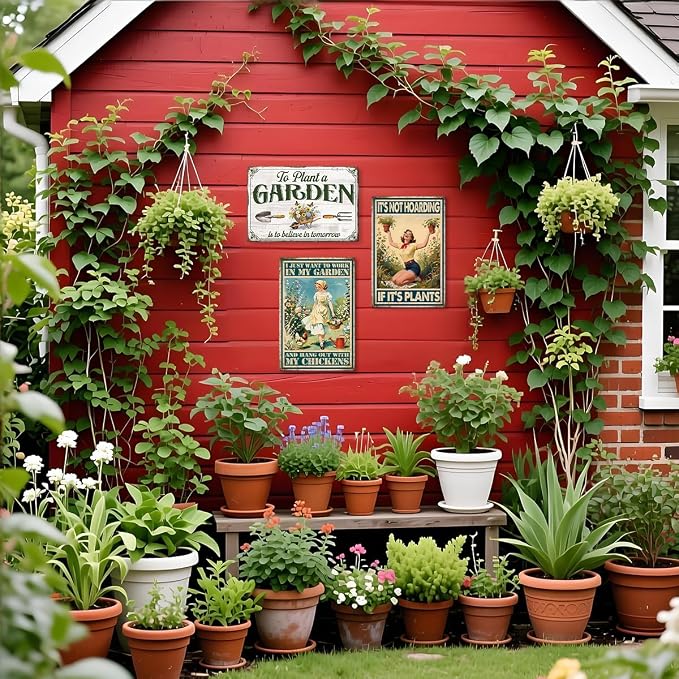 Garden Metal Tin,To Plant A Garden Is To Believe In Tomorrow Sign | Vintage Wall Art for Outdoor Garden Porch Patio Yard Wall Decor