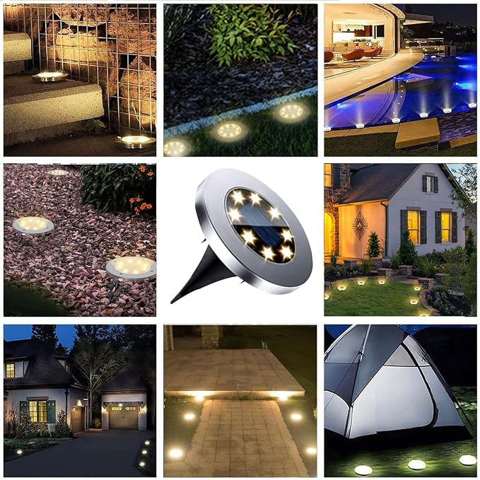 4.6 Inch Diameter Solar Ground Lights, Waterproof Solar Garden Lights, Outdoor Garden Waterproof Bright in-Ground Light, Landscape Lighting for Pathway,Yard,Lawn,Patio,Walkway (16 Pack Warm Light)