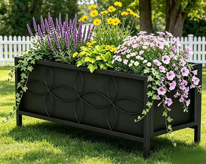 Zhongma Sturdy Raised Garden Bed with Inner Fabric Liners for Vegetables Flower, Planter Box for Backyard Patio Balcony. Inner Size: 33.85x14.17x11 inch