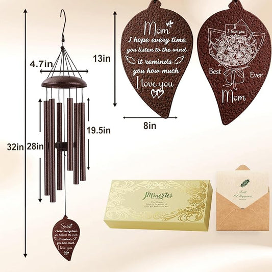 Gifts for Mom from Daughter Son,Bronze Wind Chimes, Best Mom Ever Gift for Mama Mother in Law,32"