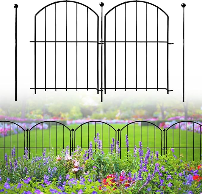 Decorative Garden Fence 17in x20ft, 20 Pack Rustproof Metal No Dig Fence Animal Barrier for Dog, Arched Flower Bed Edging Ornamental Wire Border Panel Fencing for Yard Patio Outdoor Decor