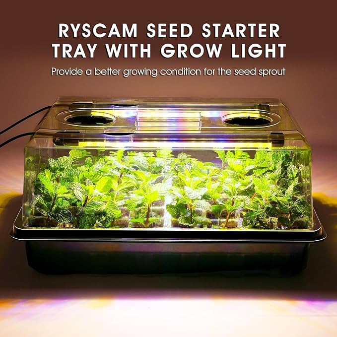 Seed Starter Tray with Grow Light, 192-Cell Seed Starter Kit, Seedling Starter Trays with Humidity Domes, Automatic Timer, Adjustable Light Indoor Gardening Plant Germination Trays