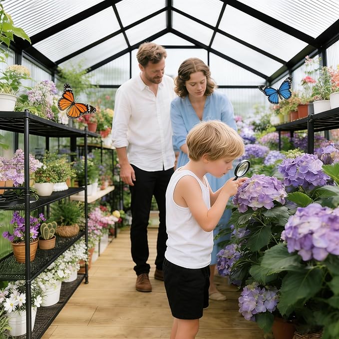 6x6FT Greenhouse for Outdoors, Polycarbonate Greenhouse with Quick Setup Structure and Roof Vent, Aluminum Large Walk-in Green House for Outside Garden Backyard, Charcoal Black