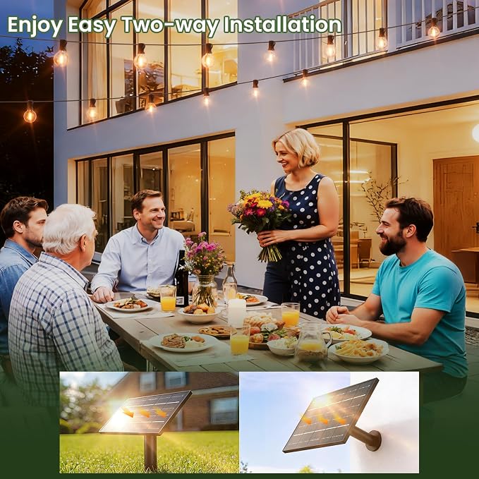 Svater Solar Outdoor String Lights 30 FT, G40 Patio Lights Shatterproof Dimmable Vintage Edison Bulbs, Solar Powered Weatherproof Light for Patio, Backyard, Garden, Bistro, Warm White