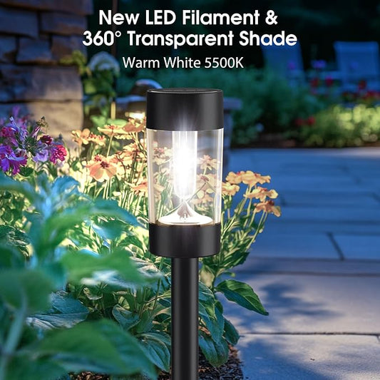 Eyrosa Solar Lights Outdoor, 8 Pack Waterproof Solar Landscape Lighting for Pathway Garden Yard Path Walkway Driveway Lawn Patio Outside Decor, Cool White