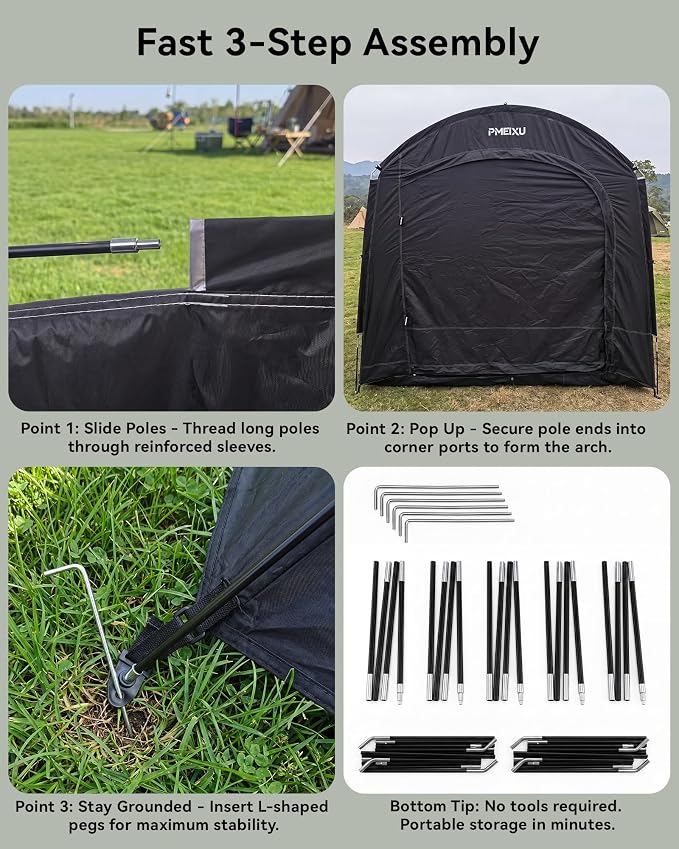 Oversized Outdoor Bike Storage Shed, Portable 210D Oxford PU4000 Bike Tent for 4-5 Bicycles, All-Weather Garden Storage for Motorcycles, Riding Lawn Mowers, Patio Furniture & Gardening Tools