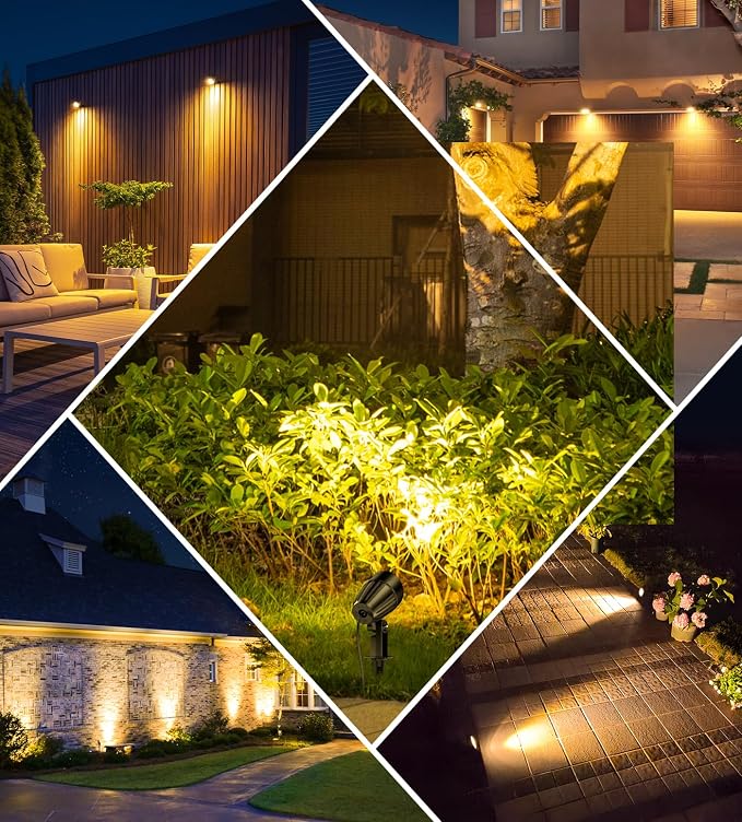 MEIKEE 7W 12V/24V Low Voltage Landscape Lights | 2700K Landscape Lighting IP66 Outdoor Spotlights Warm White Garden Lights with Connectors for Pathway Yard Patio 12 Pack