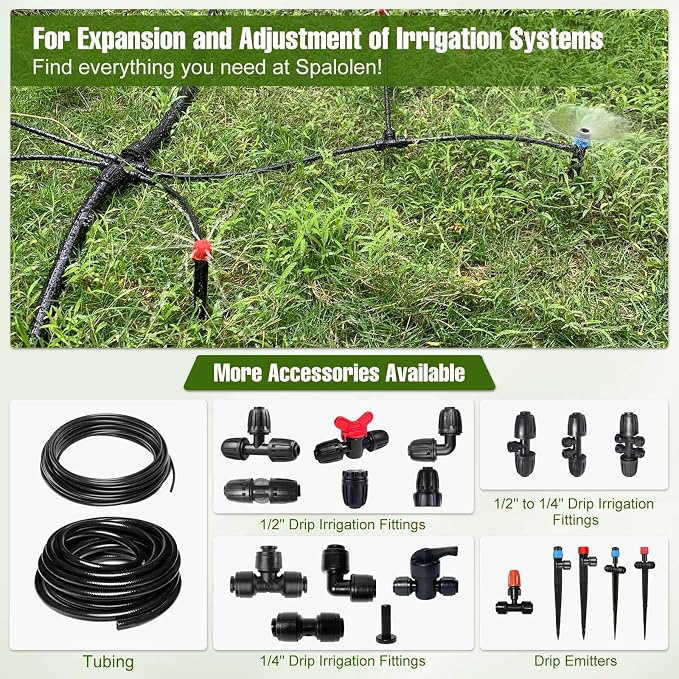 20PCS Push-to-Fit Drip Irrigation Emitters for 1/4 inch Irrigation Tubing, Two-Way Connection Adjustable Vortex Drip Emitters with Stake, Irrigation Dripper Sprinklers for Drip Irrigation System