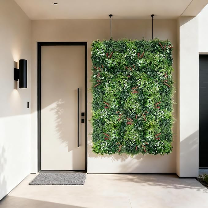 6PCS Grass Wall Panels, 20"x20" Artificial Ivy Greenery Wall Backdrop, UV-Anti Faux Boxwood Grass Panels Green Wall Decor for Garden Patio Balcony