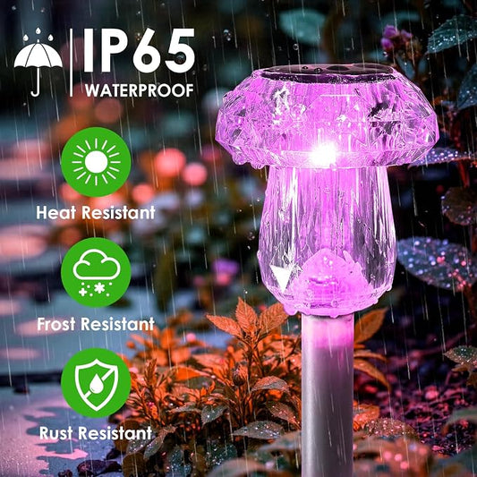 Mancra 16 Pack Solar Outdoor Lights Waterproof, Mushroom Solar Pathway Lights Color Changing Dusk to Dawn Auto On/Off Garden Decor for Yard Landscape Walkway