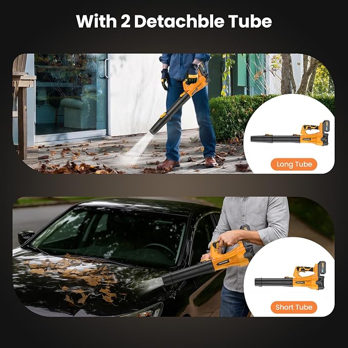 Cordless Leaf Blower with 4.0Ah Battery and Charger, Powerful Electric Leaf Blowers with 6 Adjustable Wind Speed, Lightweight Portable Leaf Cleaner for Patio, Lawn Care, Leaves Dust Cleaning