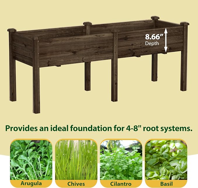 MUPATER 6'x1.8' Raised Garden Bed – Elevated Planter Box with 8 Drainage Holes, 6.8 Cubic Feet Large Capacity, Six-Leg Design for Garden, Patio, and Greenhouse, Rustic
