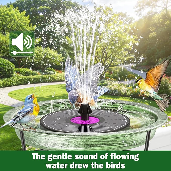 SZMP Powerful 3.5W Anti-Drift Solar Fountain for Bird Bath, Solar Powered Water Pump with 7 Nozzles, Bird Bath Fountain for Garden, Pool, Pond – Attracts Hummingbirds (Black)