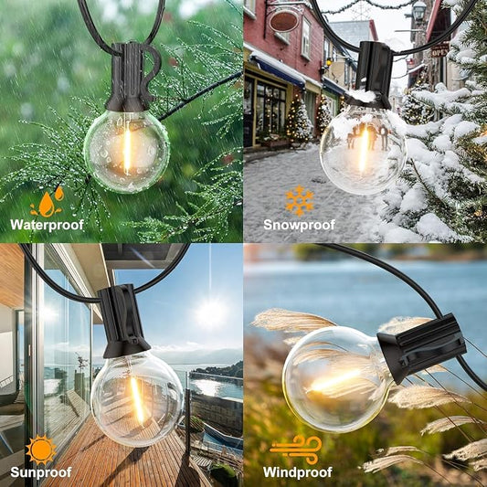 GPATIO Outdoor String Lights, 150FT G40 Bulbs Shatterproof Patio Lights, Waterproof Dimmable Hanging Outdoor Lights, Connectable LED Outside Lights for Backyard Yard Gazebo Porch Party