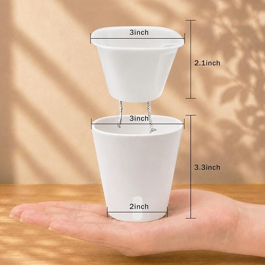 3" Self Watering Pots - 10 Sets Planter Pots for Indoor Plants With Water Level Indicator and Multiple Vents - for House Plants, Flowers, Herbs